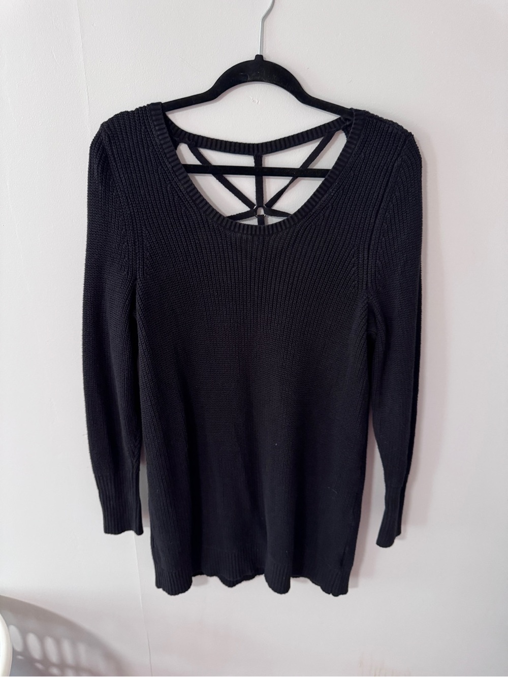 torrid Black Strappy Back Ribbed Knit Sweater
